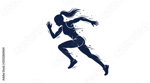 Photos Silhouette of a female runner in dynamic motion, representing speed and athletic