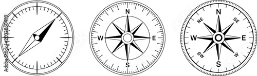 Bild auf Leinwand Compass and Wind Rose Designs on White Background vector illustration