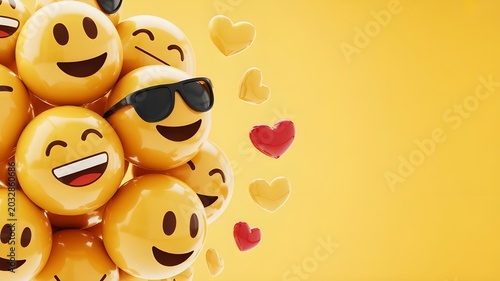 World emoji day 3d banner background. Emoji Celebration 3D Banner Background. World emoji day with a funny emojis. World smile day emojis. Mental health assessment, world mental health day concept.