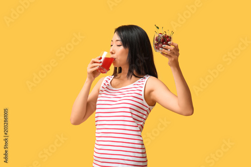 Beautiful Asian woman with ...
