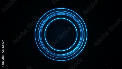 Glowing Blue Neon Circle Light Effect.