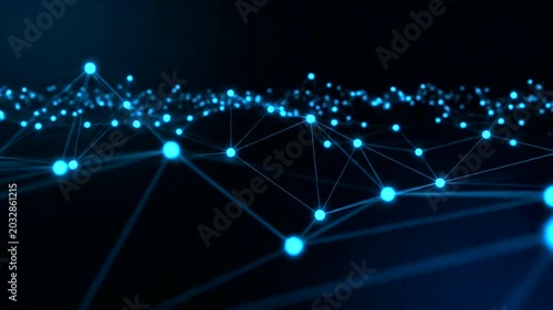 Glowing blue network connections technology.