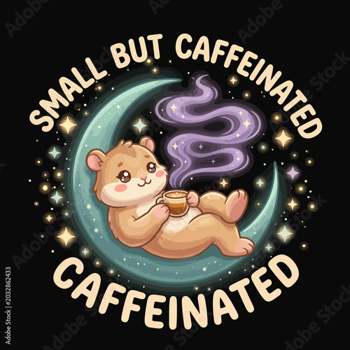 Fotografia Cute hamster holding coffee cup.