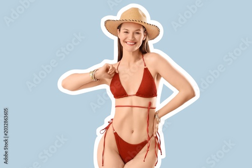 Happy woman in stylish red ...