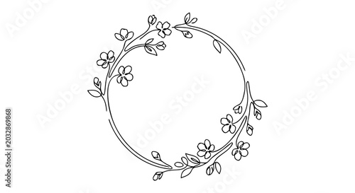 Spring cherry blossom branch decorative frame