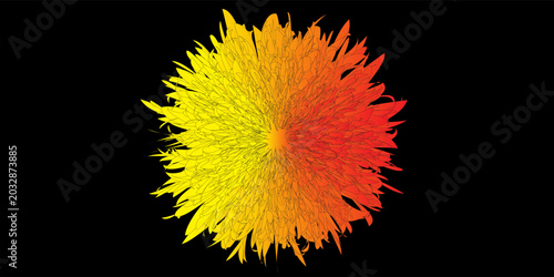 Fotografie Vibrant abstract illustration of a multi-layered, feathery flower or burst pattern