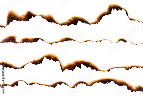 Paper burned isolated on white background with clipping path