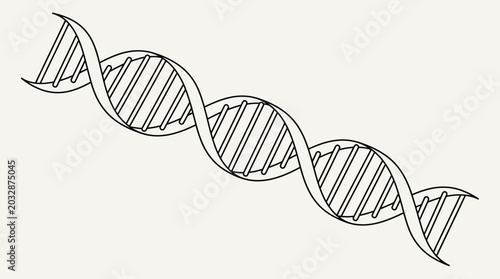 Cuadro en lienzo A simple black and white line drawing of a DNA double helix molecule