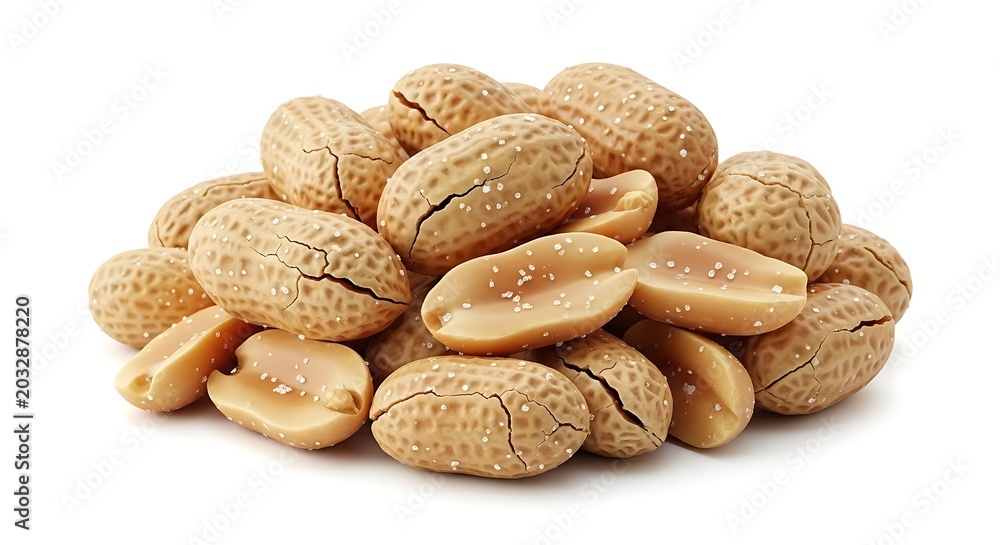 Fototapeta premium Pile of Raw Peanuts on White Background