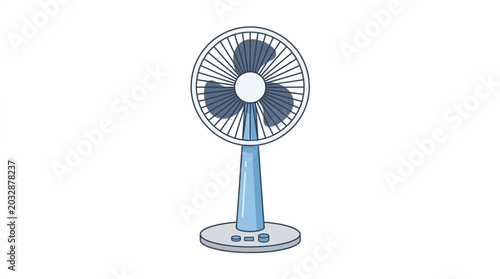 Slika na platnu A blue oscillating electric fan on a white background.