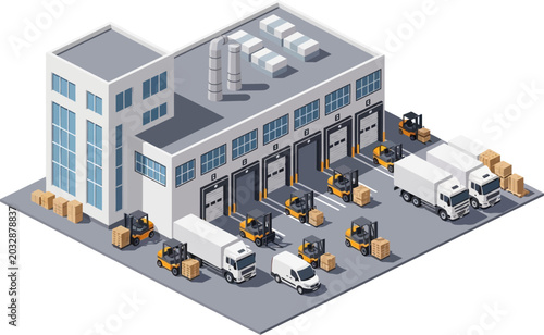 Warehouse Logistics Isometric Illustration for Industrial Delivery Design