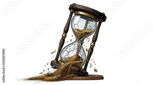 Cuadro en lienzo Antique hourglass with sand spilling out symbolizing passing time