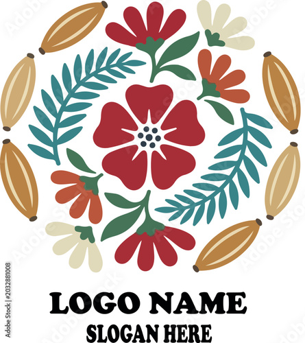 indigenous florals logo icon vector white background .