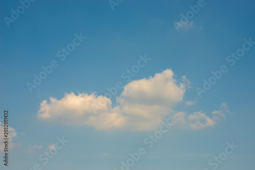 beautiful blue sky and white fluffy cloud horizon outdoor for background.