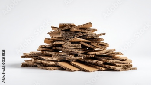 Stack of cardboard pieces on white background. Artificial intelligence image