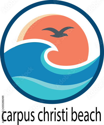 Tableau sur toile corpus christi beach logo icon vector white background .