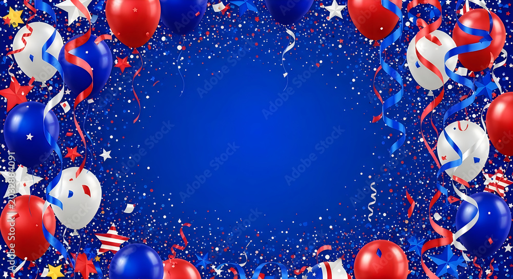 Fototapeta premium Colorful Fireworks Explosion Celebration in Night Sky with Blue Background
