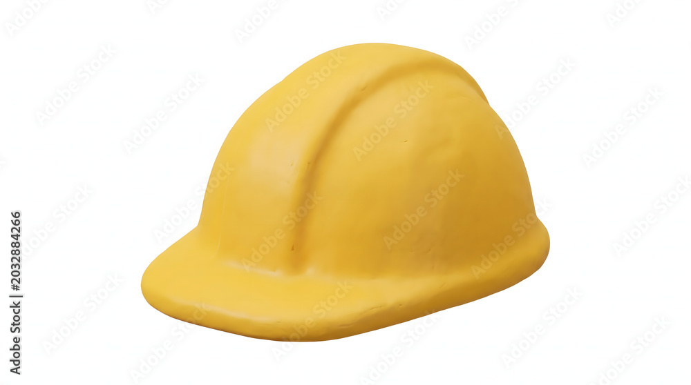 Fototapeta premium A bright yellow hard hat, a universal symbol of safety and construction, is presented against a clean white background.