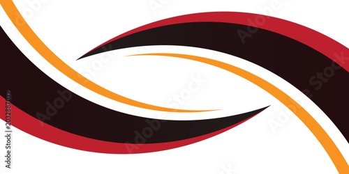 Modern black and red curved background template with orange accent. Elegant minimalist fluid geometric shapes vector illustration for decorative background