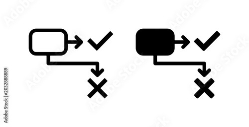 Photography Process Flowchart Icons, Workflow Steps, Decision Making Symbols, Checkmark and