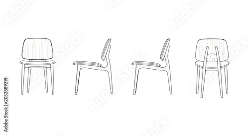 modern chair in different views architectural design vector illustration