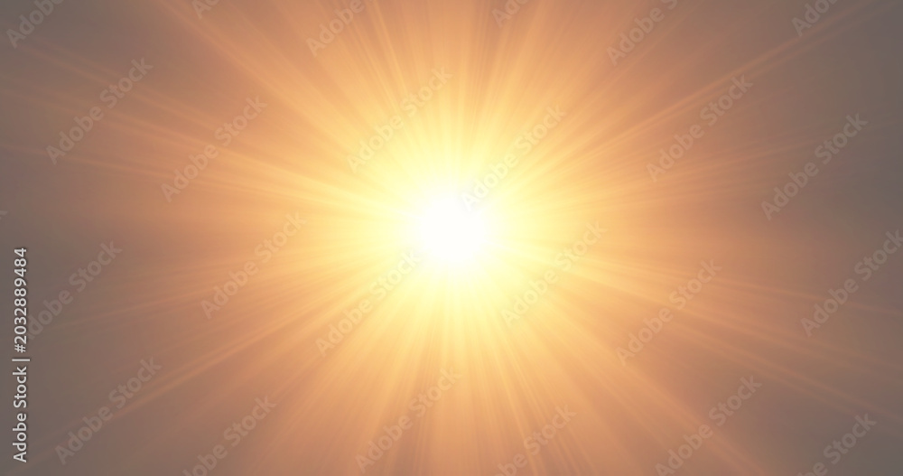 Naklejka premium Intense Golden Sun Burst in the Center with Panoramic Radial Rays on Warm Neutral Background