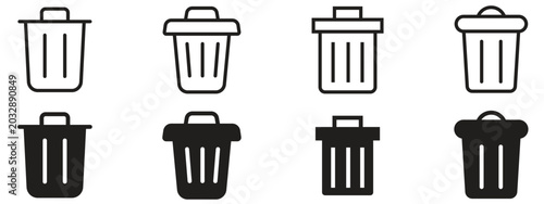 Tableau sur toile Trash bin icon set, delete symbol