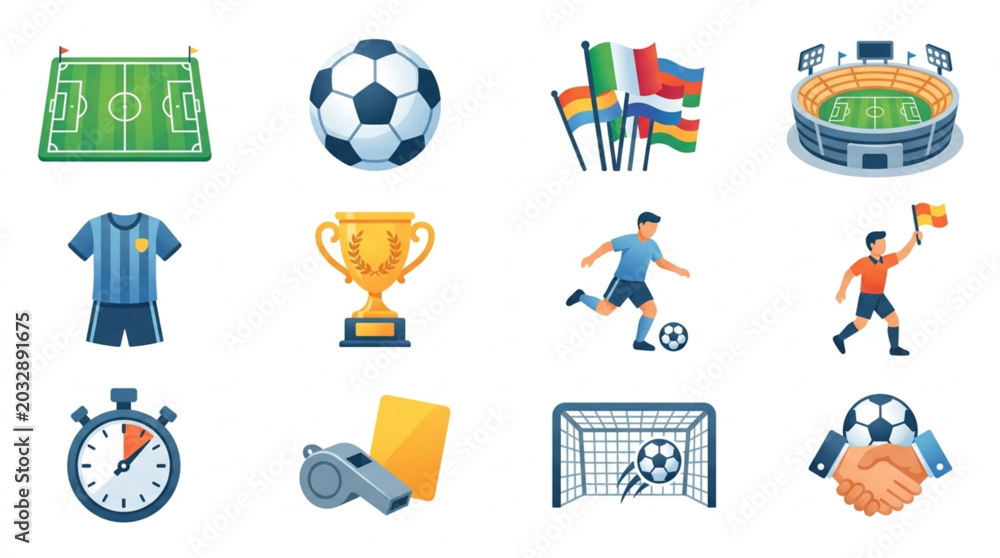 Fototapeta premium Collection of Soccer Football Sport Icons and Symbols.