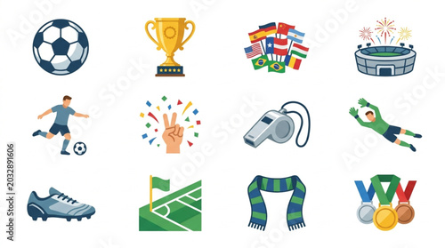 Tableau sur toile Collection of Soccer Football Sport Icons and Symbols.