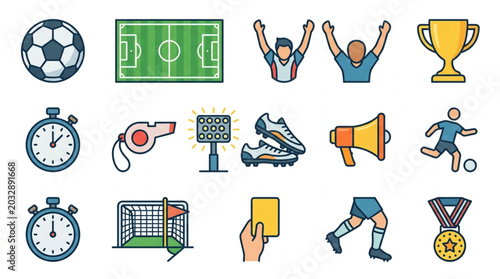 Tableau sur toile Collection of Soccer Football Sport Icons and Symbols.