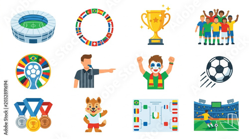 Fotografía Collection of Soccer Football Sport Icons and Symbols.