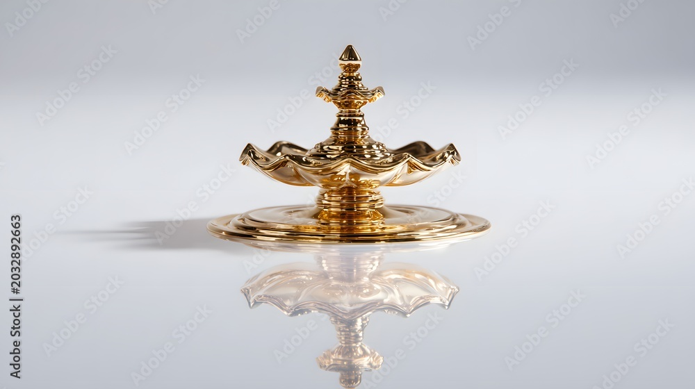 Obraz premium Golden Offering Bowl Statue Symbolizing Ritual Abundance and Sacred Tradition