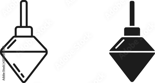 Photos Plumb bob tool in outline and solid black shapes on a white background