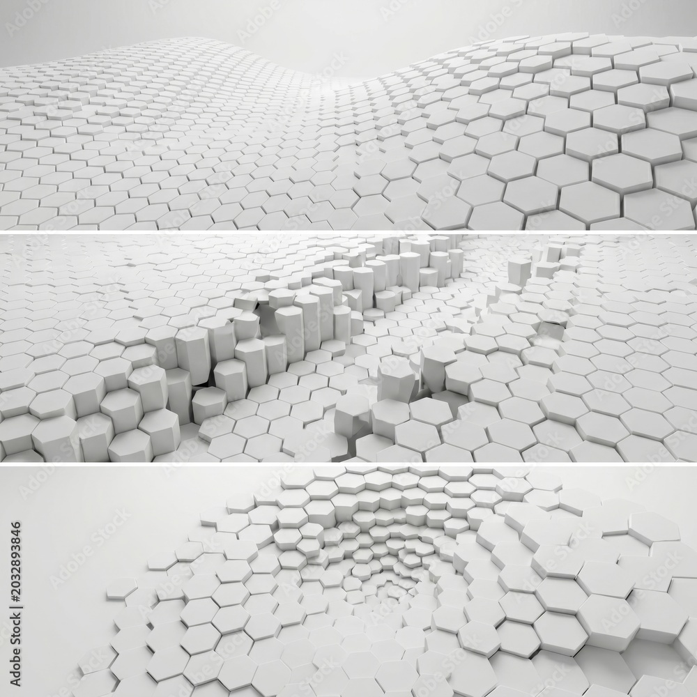Obraz premium Minimal Abstract White Background with 3D Honeycomb Geometry