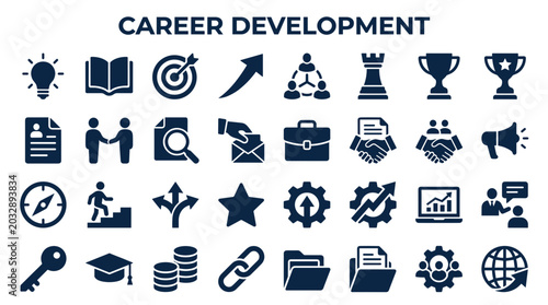 Fotografía Career development icons illustrating growth success strategy and professional a