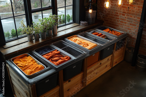 metal containers filled with food.