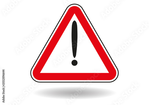 Tablou pe pânză Sign exclamation mark in red triangle
