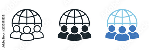 Photos Global community icon set representing teamwork, collaboration, and people conne