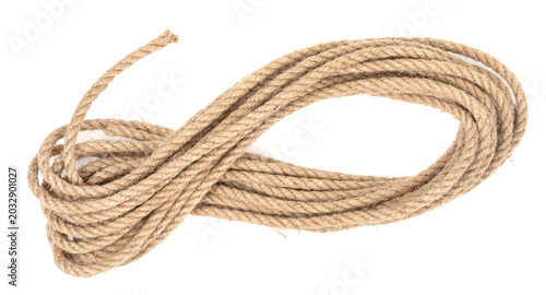 Foto Jute rope isolated on white background