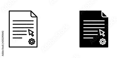 Document icon with gear and cursor settings and options document settings