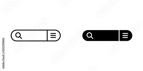 Photos Search bar and menu icons for web or application interface with one is outlined