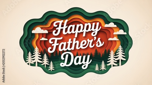 Creative paper cut style illustration featuring a festive message to celebrate happy fathers day holiday