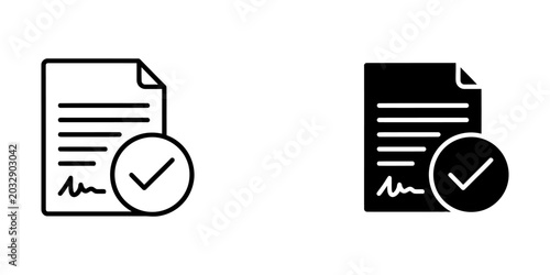 Approved document icon with checkmark for confirmation and validation, approved