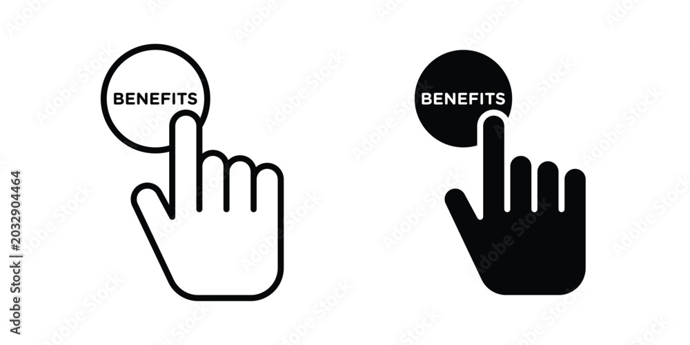 Fototapeta premium benefits icon symbol set in black and white. EPS10