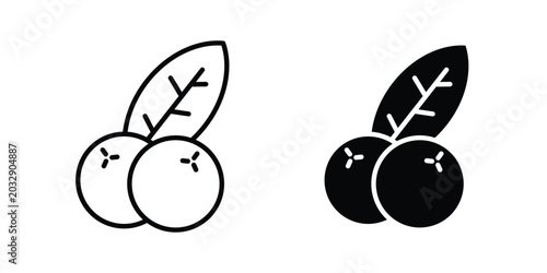 Fotografie Blueberry icon symbol set in black and white. EPS10