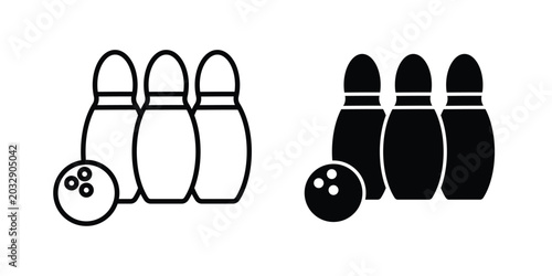 Konstfotografi Bowling icon symbol set in black and white. EPS10