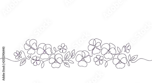 Violet and pansy purple garden border