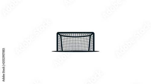 Tableau sur toile A minimalist black and white illustration of a soccer goal net on a plain background