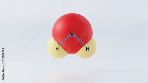 Tableau sur toile 3d illustration of covalent bonding in water molecule between oxygen and hydroge