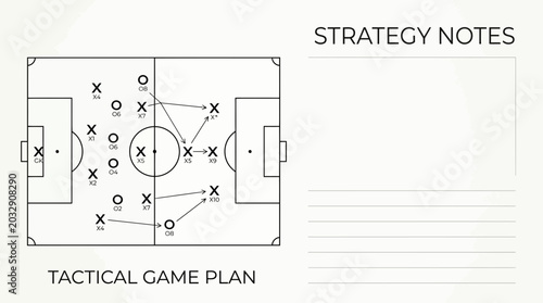 Photos A tactical soccer game plan template with a field diagram and strategy notes section